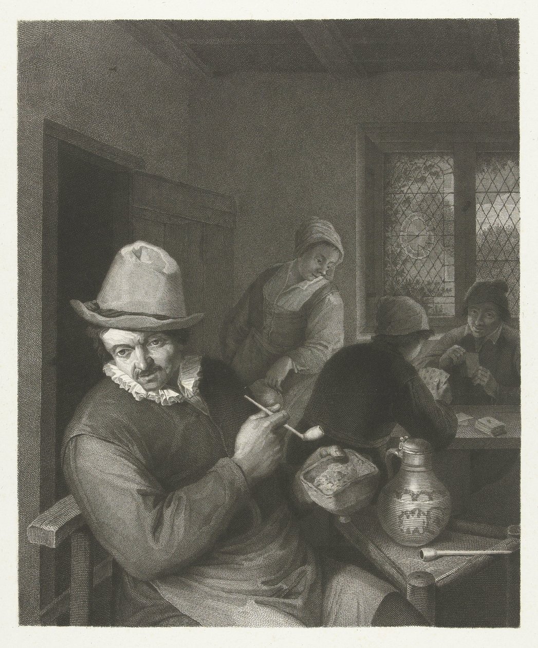 Wirtshausszene mit Mann, der eine Pfeife stopft von Lambertus Antonius Claessens