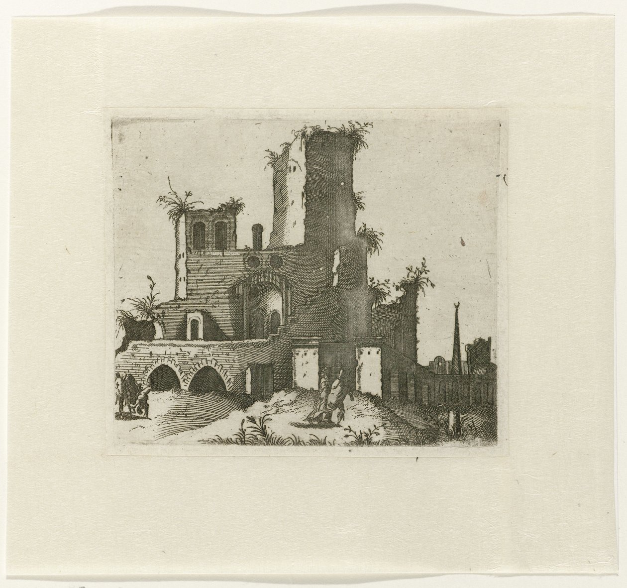 Ruine mit rechteckigem Turm von Lambertus Suavius