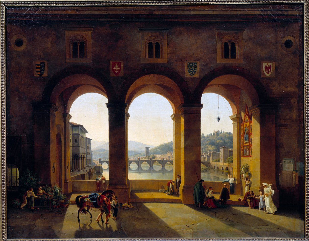Ansicht von Florenz Ponte Vecchio. Gemälde von Theodore Turpin De Crisse (1782-1859) von Lancelot Théodore Turpin de Crissé de Crissé