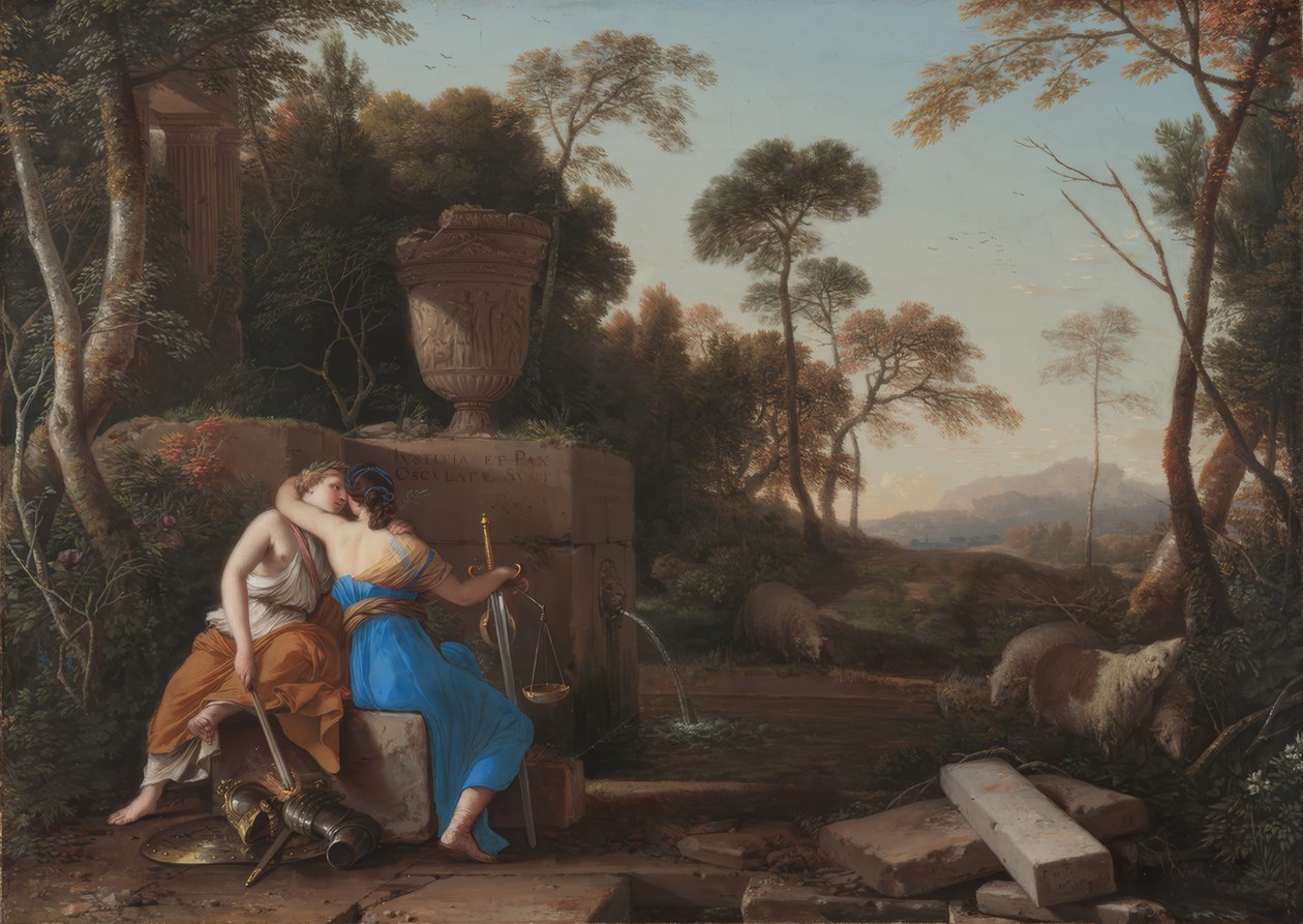 Laurent de La Hyre / Der Kuss von Frieden und Gerechtigkeit, 1654 von Laurent de La Hire