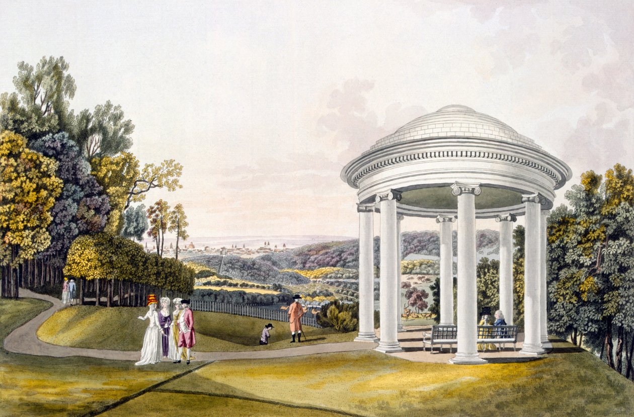Blick auf den Park in Neu-Waldeg, Dornbach, Wien, 1792 von Laurenz Janscha