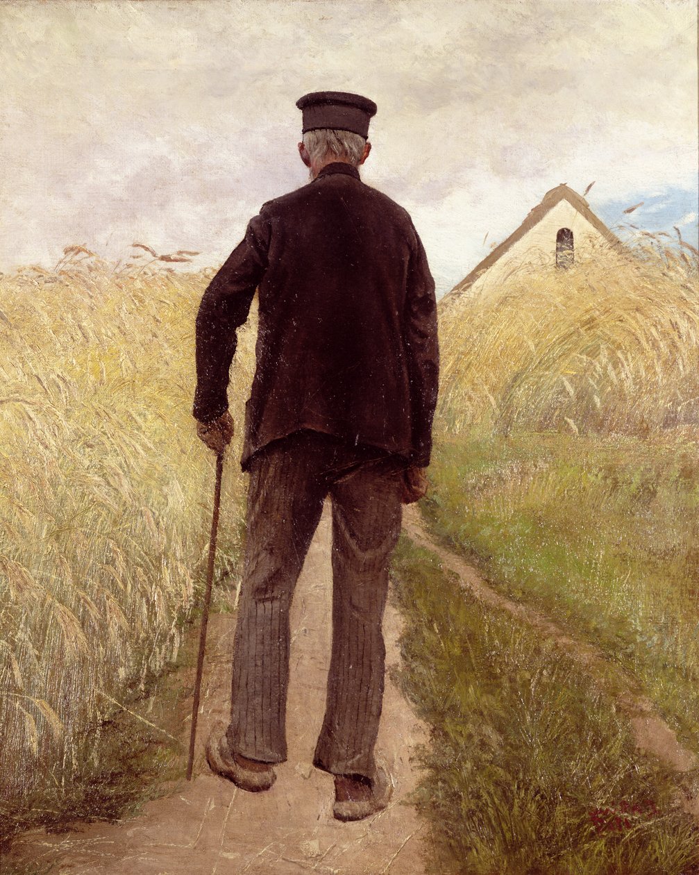 Alter Mann, der in einem Roggenfeld geht von Laurits Andersen Ring