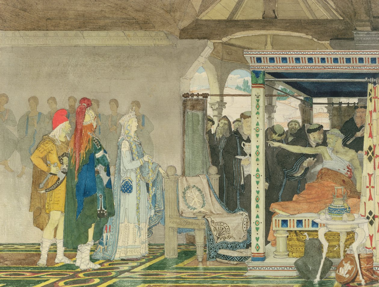 Fredegonda am Sterbebett von Praetextatus von Lawrence Alma Tadema