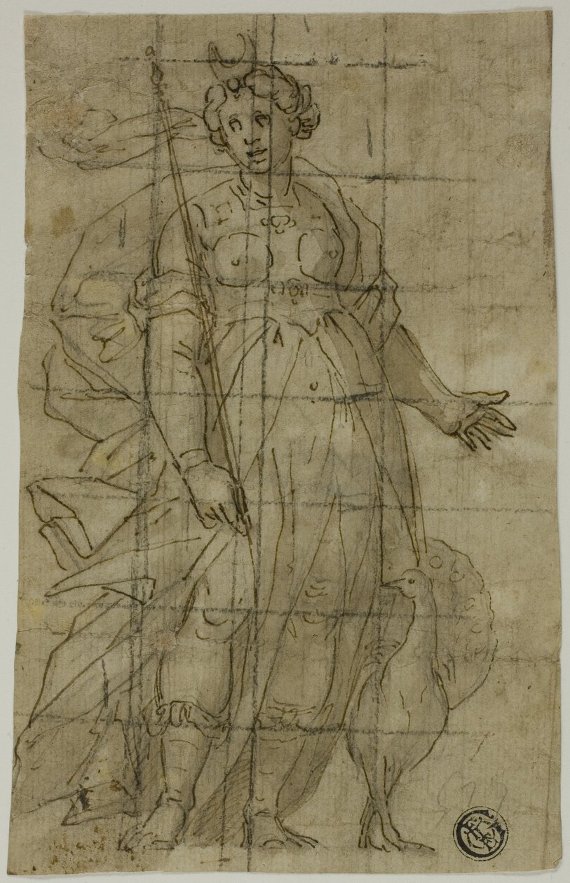 Studie für Juno (oder Diana) mit einem Pfau von Lazzaro Tavarone
