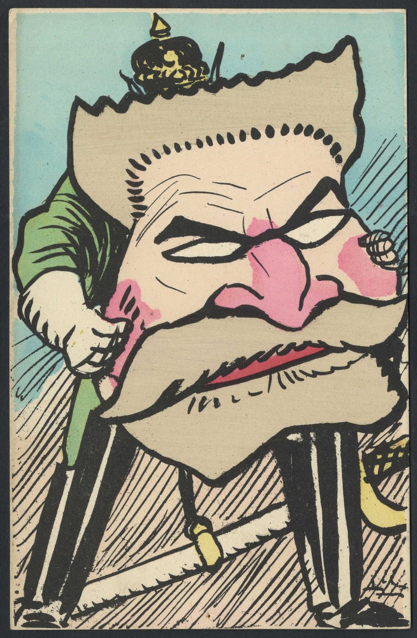 Postkarte, Satirisch in Farben, ca. 1905: Deutschland Preußen, Patriotismus - Jaurès Jean - Illustration von Leal de Camara (1877-1948) von Leal de Camara
