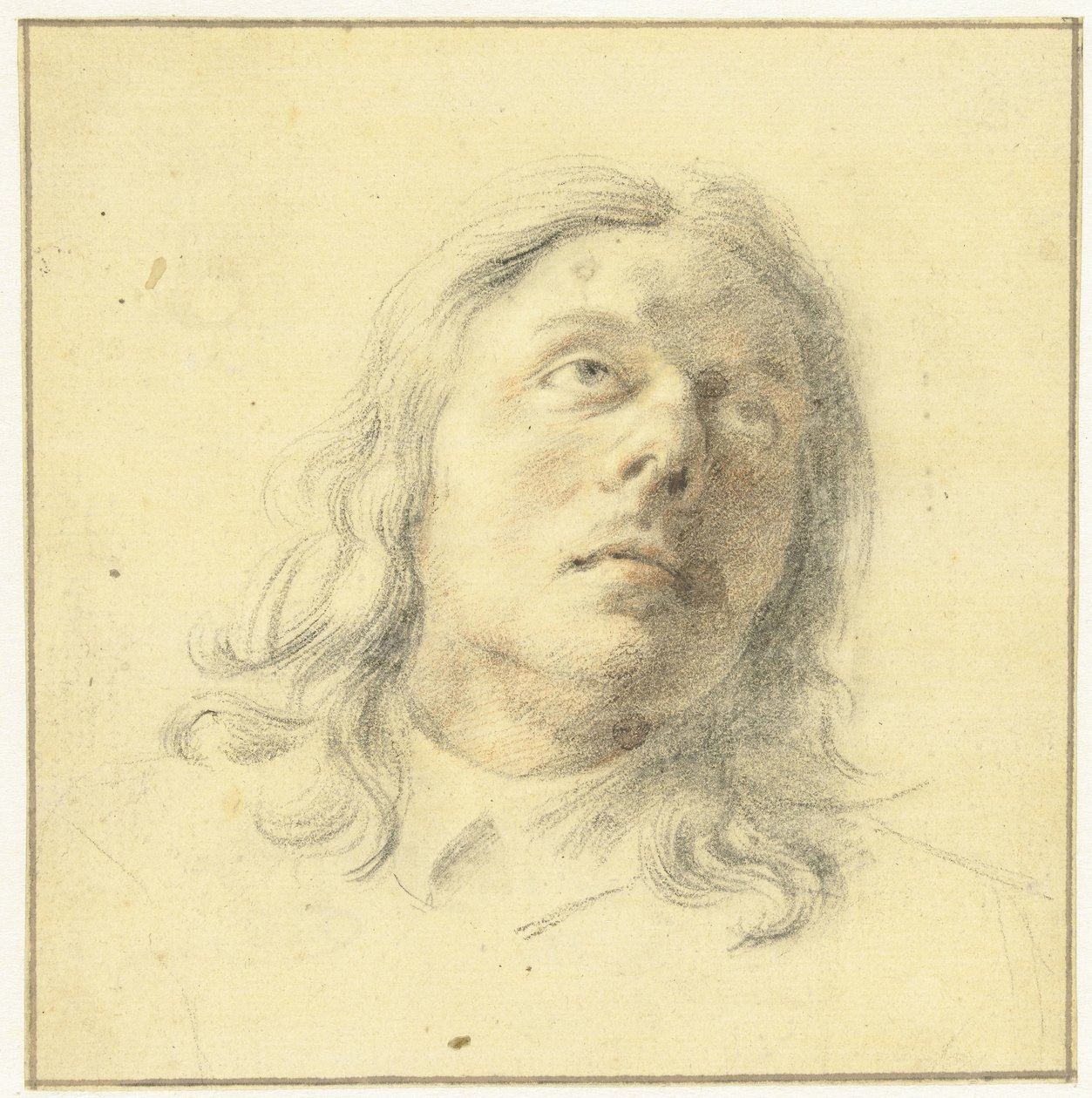 Kopf eines Mannes, aufblickend von Leendert van der Cooghen