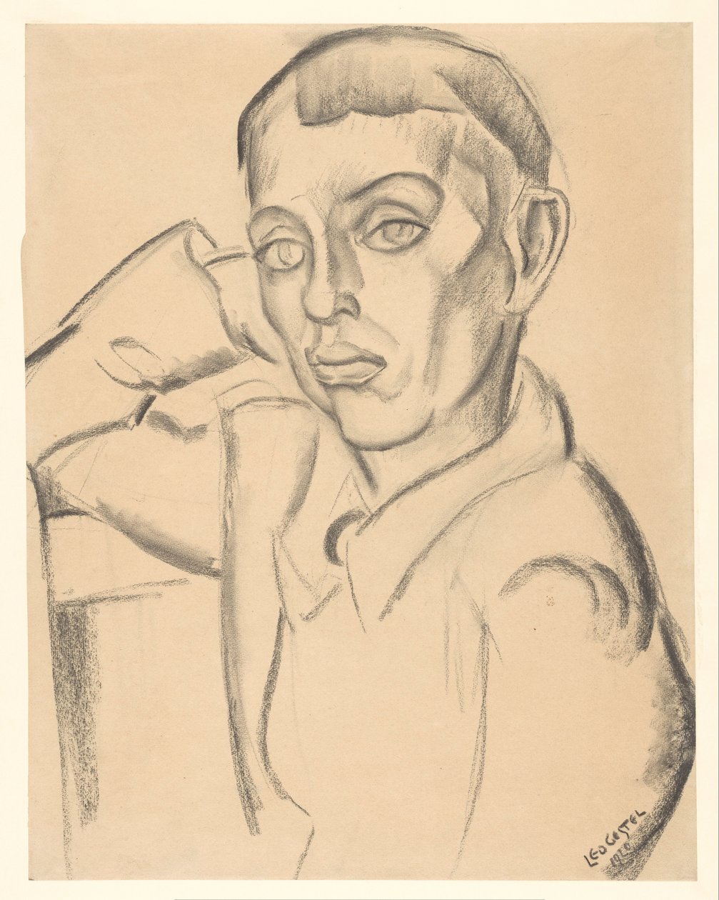 Junger Mann stützt seinen Kopf auf seine Hand von Leo Gestel (signed by artist)
