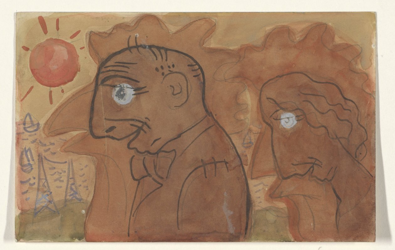 Karikatur von Leo Gestel und seiner Frau von Leo Gestel