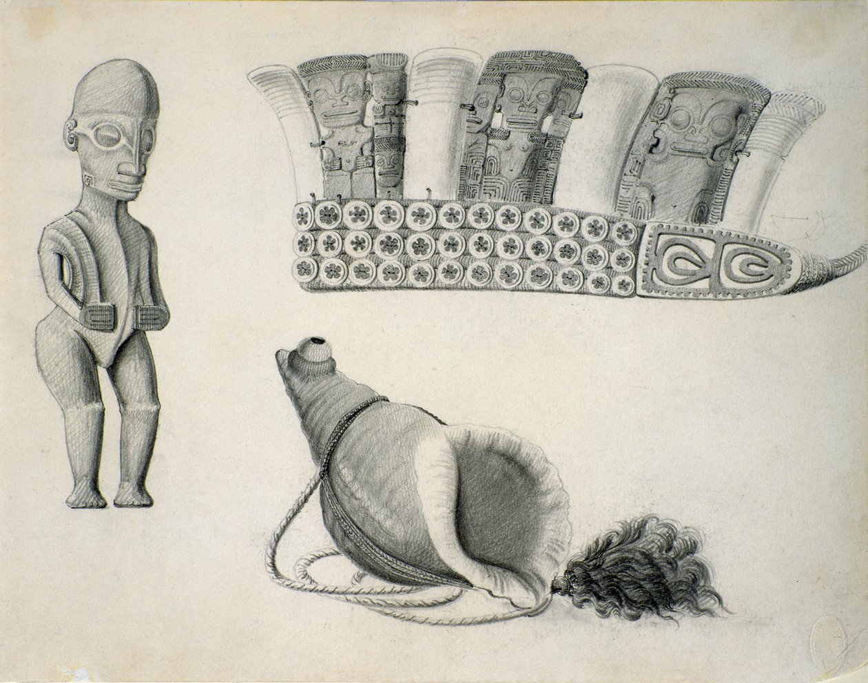 Artefakte der Marquesas-Inseln, ca. 1844 von Leon Duchamp