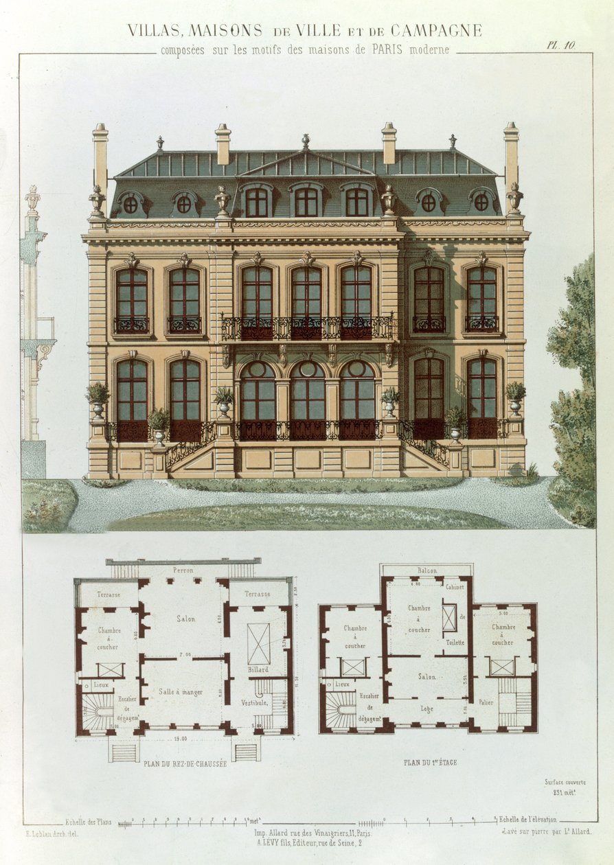 Pariser Vorstadthaus und Pläne, aus 