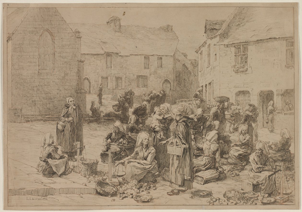Der Apfelmarkt in Landerneau, 1878 von Leon-Augustin Lhermitte