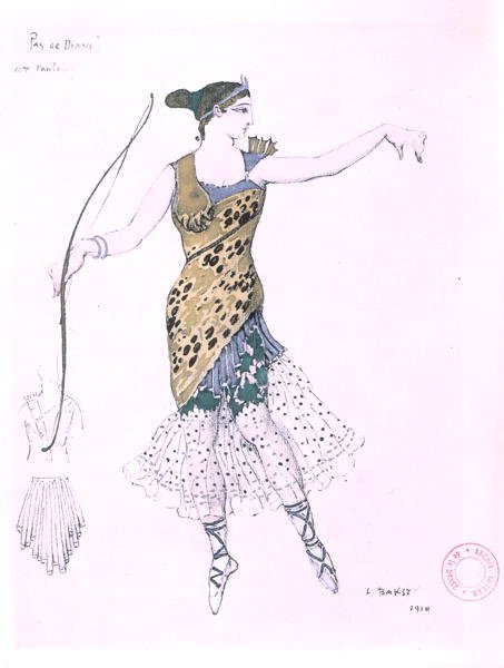 Anna Pavlova als Diana verkleidet von Leon Bakst
