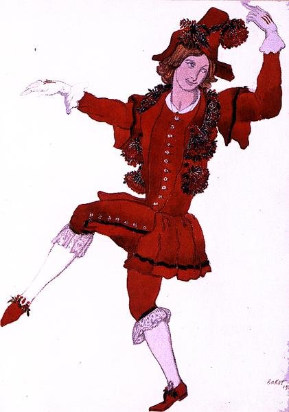 Kostümentwurf für einen Pagen des Feen-Berges, aus Dornröschen von Leon Bakst