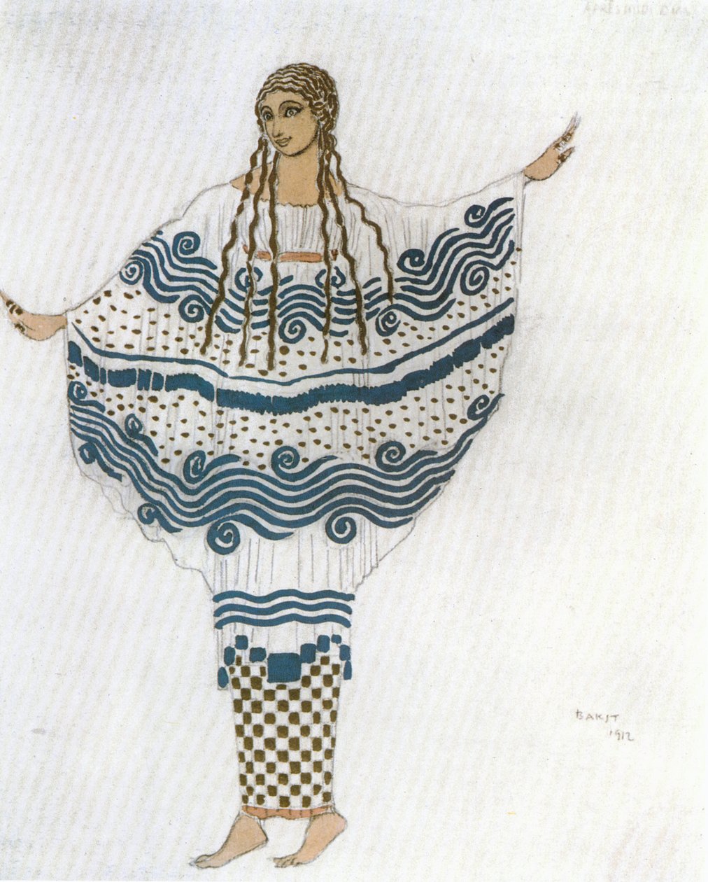 Nymphe, Kostümentwurf für Claude Debussys Ballett "Der Nachmittag eines Fauns" von Leon Bakst