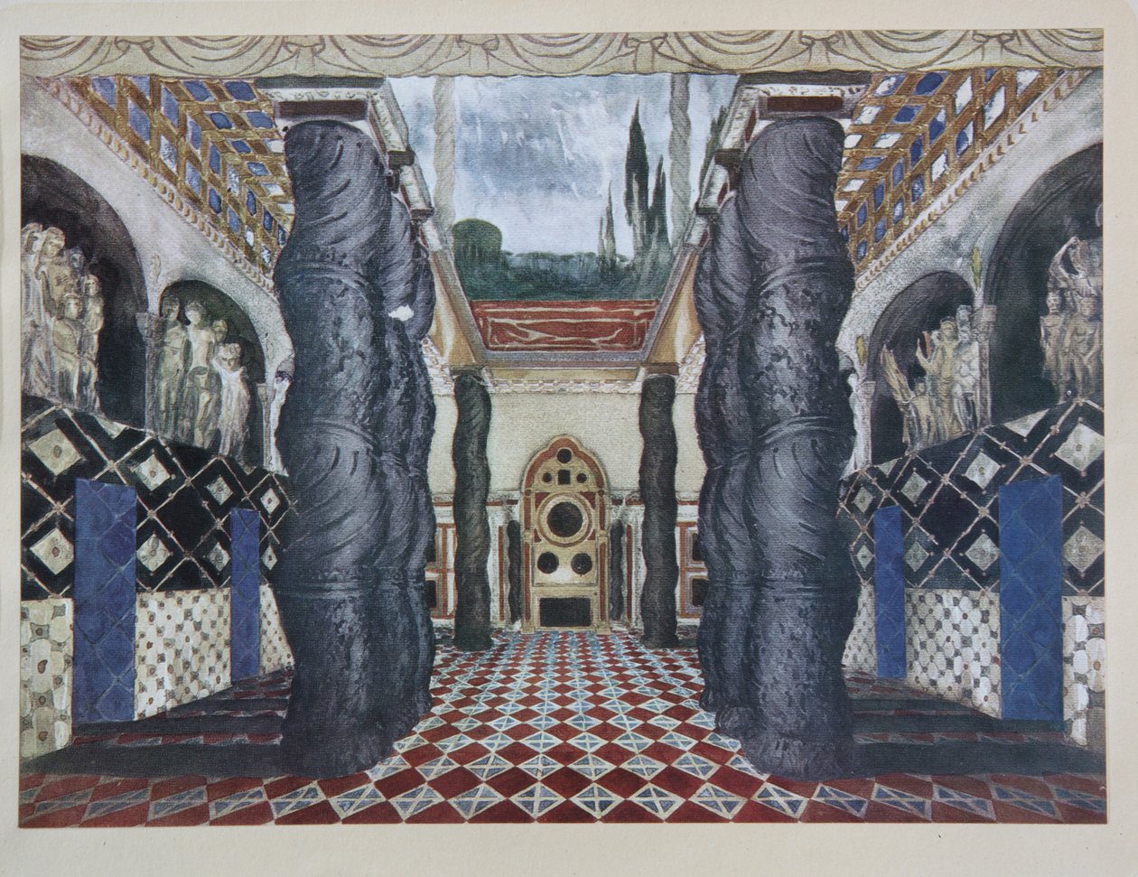 Bühnenbild für das Stück Das Martyrium des heiligen Sebastian von Gabriele D