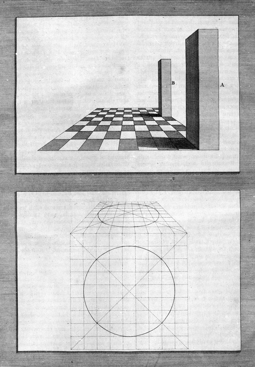 Abhandlungen über Architektur, Perspektive und Geometrie: Tafel aus „De Architectura Libri decem“ von Leon Battista Alberti (1404-1472), Architekt, Mathematiker, italienischer Dichter der Renaissance, London von Leon Battista Alberti