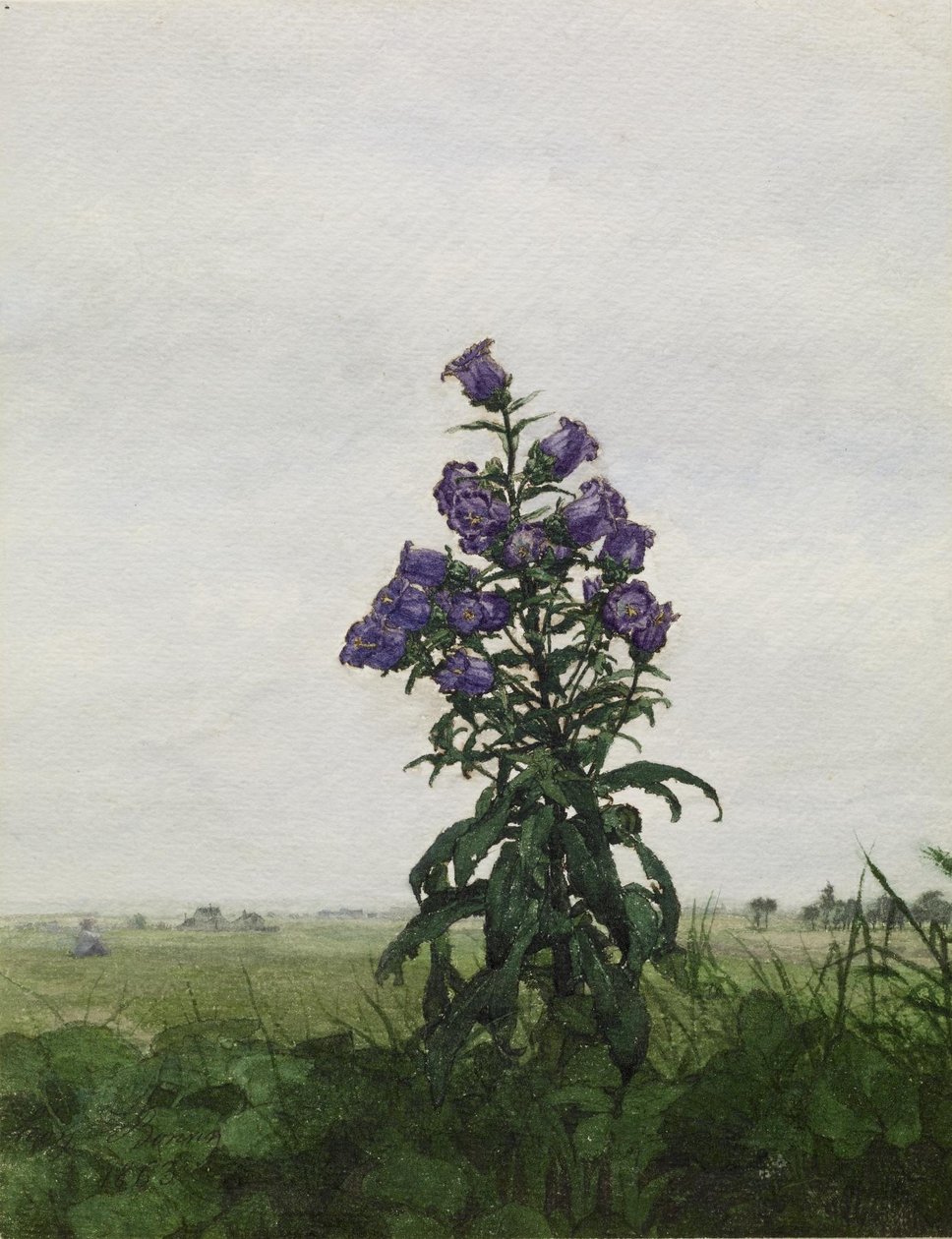 Glockenblume vor einer Landschaft von Léon Bonvin
