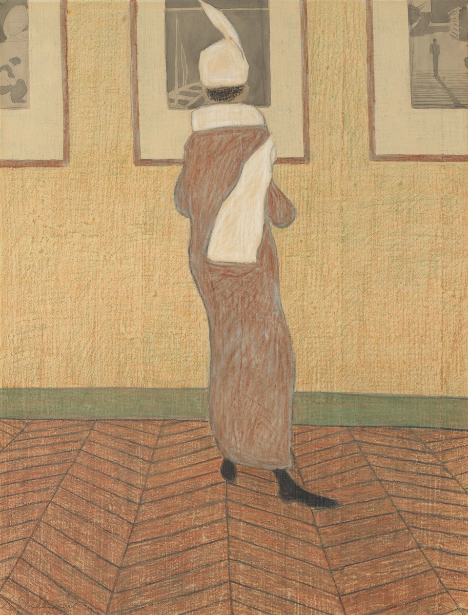 Frau bei einer Ausstellung von Leon Spilliaert
