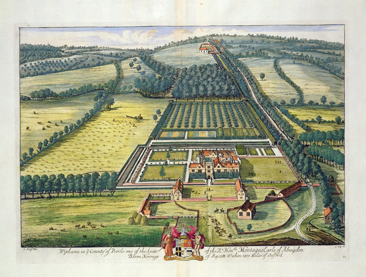 Wytham in der Grafschaft Berkshire, graviert von Johannes Kip von Leonard Knyff