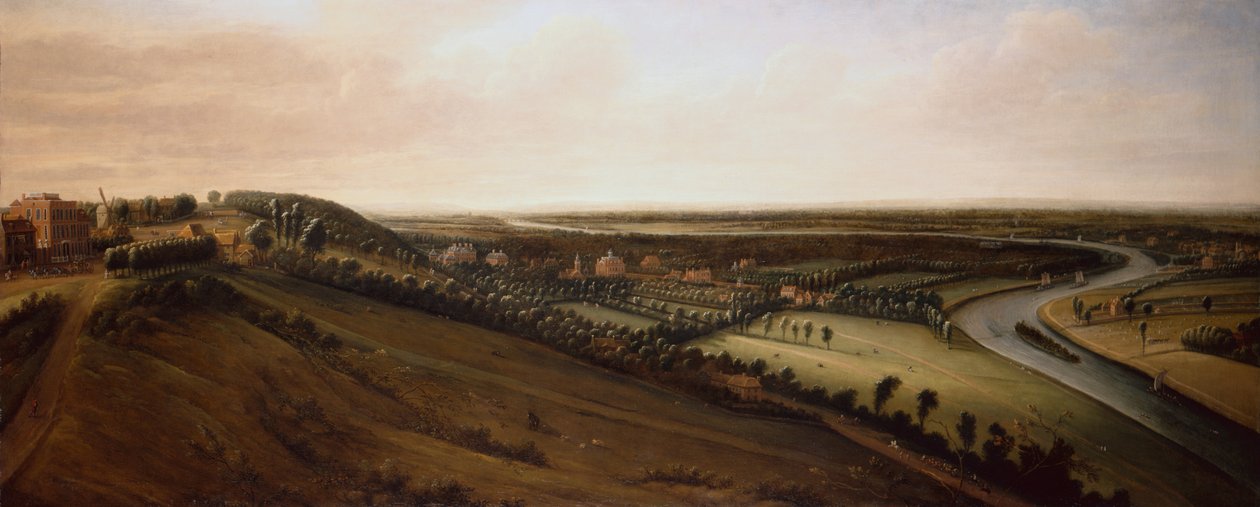 Blick von der Seite des Richmond Hill in Richtung des neuen Parks des Earl of Rochester von Leonard Knyff