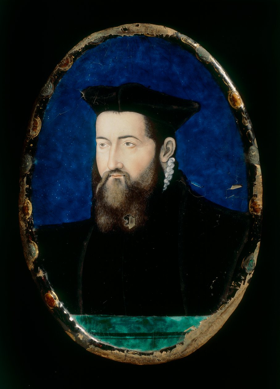 Porträt eines Prälaten, Arbeit in Majolika von Leonardo Limosin, aufbewahrt im Museo Nazionale del Bargello, Florenz von Leonard Limosin