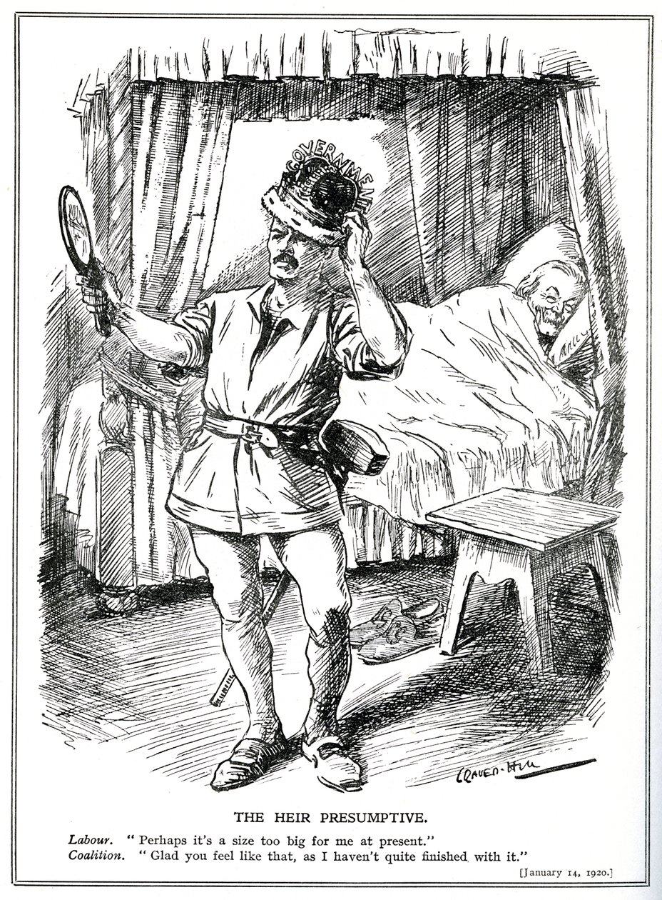 Die Herausforderung an Lloyd George und die Koalitionsregierung durch die Labour Party, Januar 1920 von Leonard Raven Hill