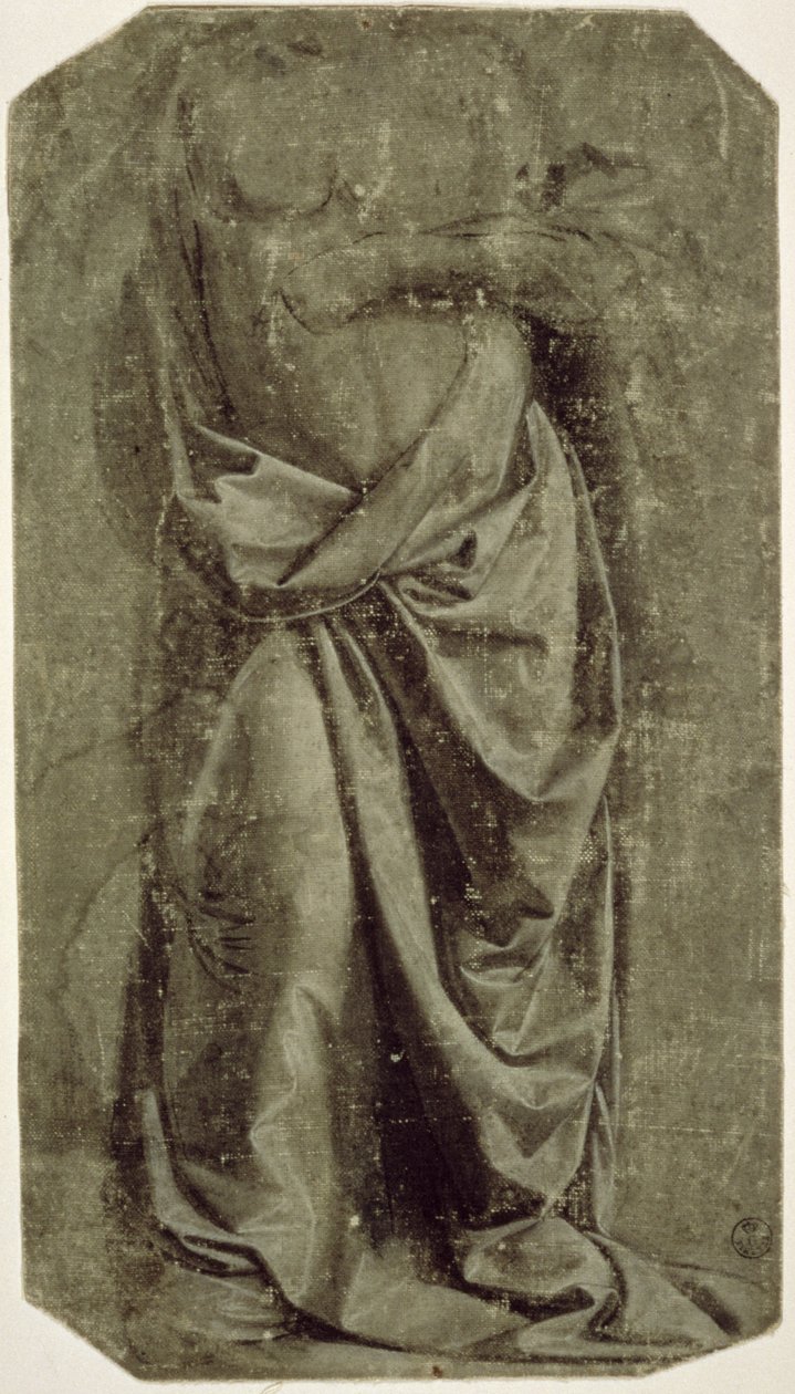 Draperiestudie für eine stehende Figur von vorne gesehen von Leonardo da Vinci
