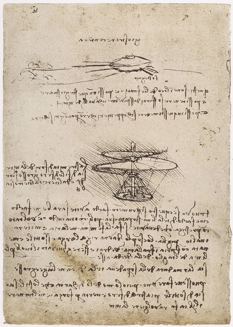 MS B 2173 fol. 83v Studien eines Luftschraube, 1488-90 von Leonardo da Vinci