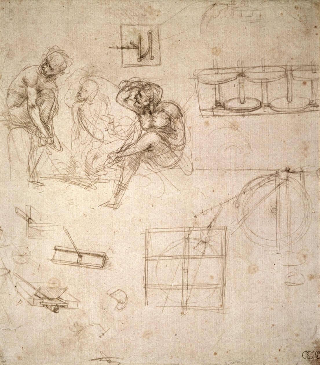 Studien von Figuren und Maschinen von Leonardo da Vinci