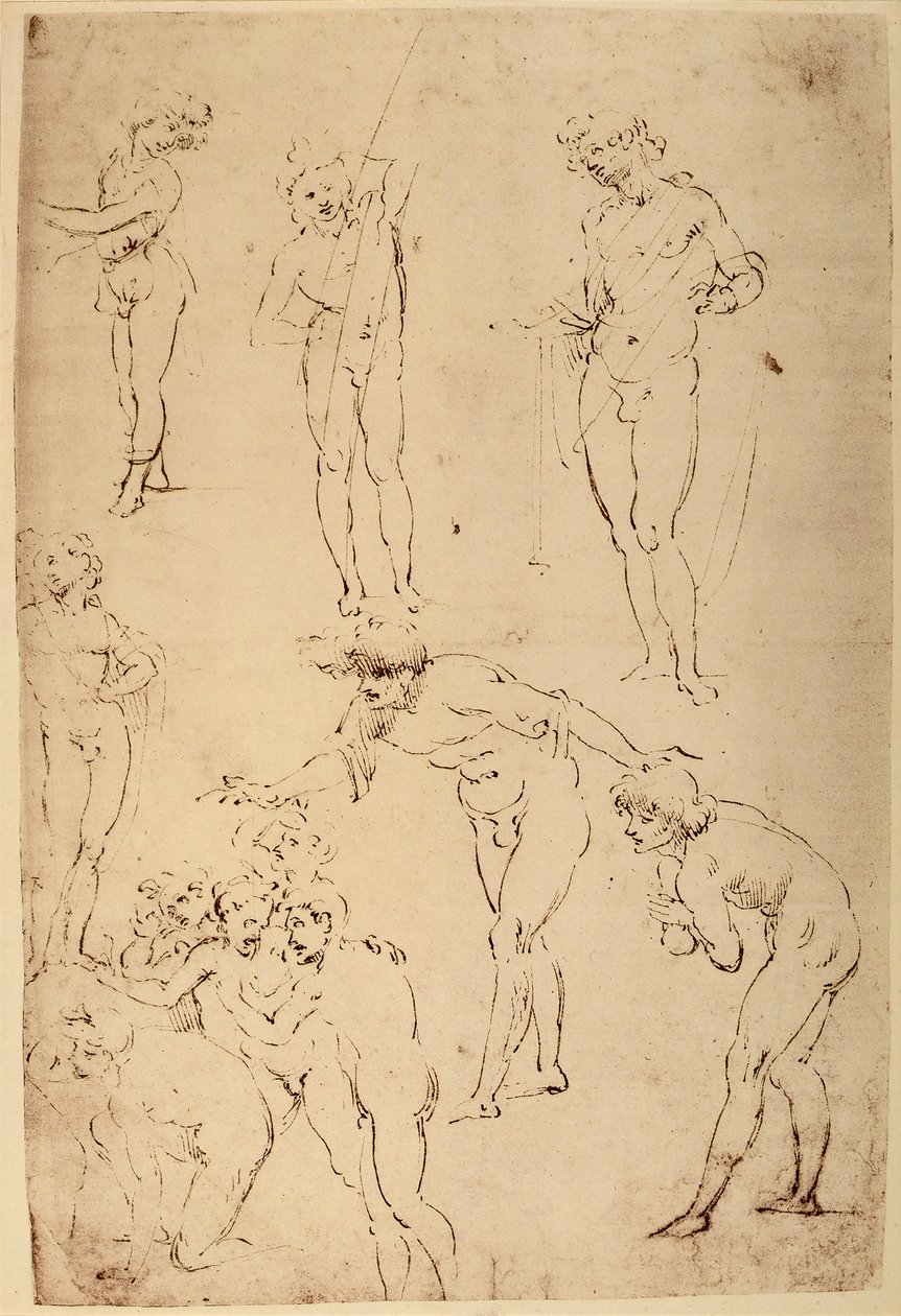 Studie von Hirten für die Anbetung der Könige (Wallraff-Richartz-Museum, Köln) von Leonardo da Vinci
