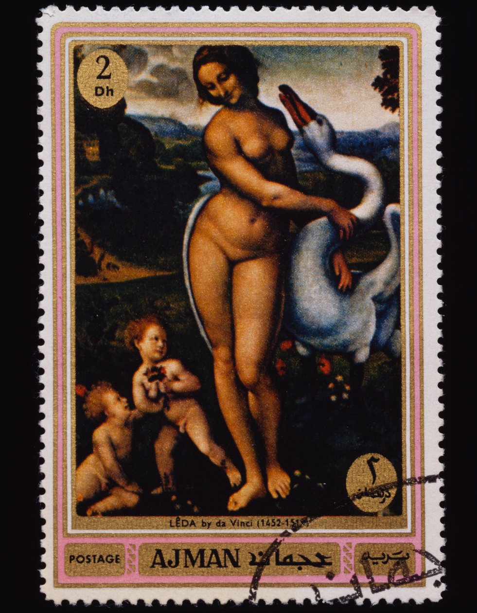 Briefmarke Berühmte Gemälde (Akt) Serie von Leonardo da (after) Vinci