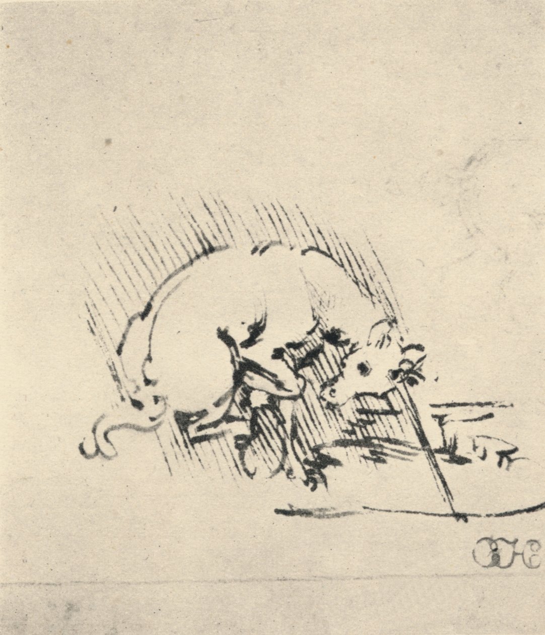 Ein Einhorn taucht sein Horn ins Wasser, um 1480, 1945 von Leonardo da Vinci