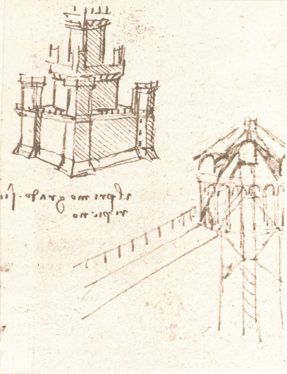 Zeichnung von Projekten für Burgen und Villen, um 1472-1519 von Leonardo da Vinci