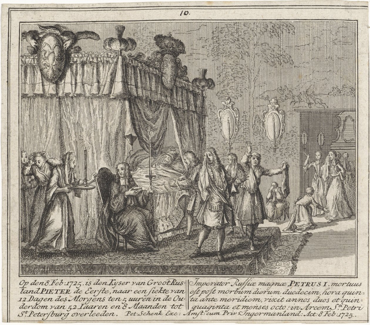 Der Tod von Peter dem Großen am 8. Februar 1725 von Leonardus Schenk
