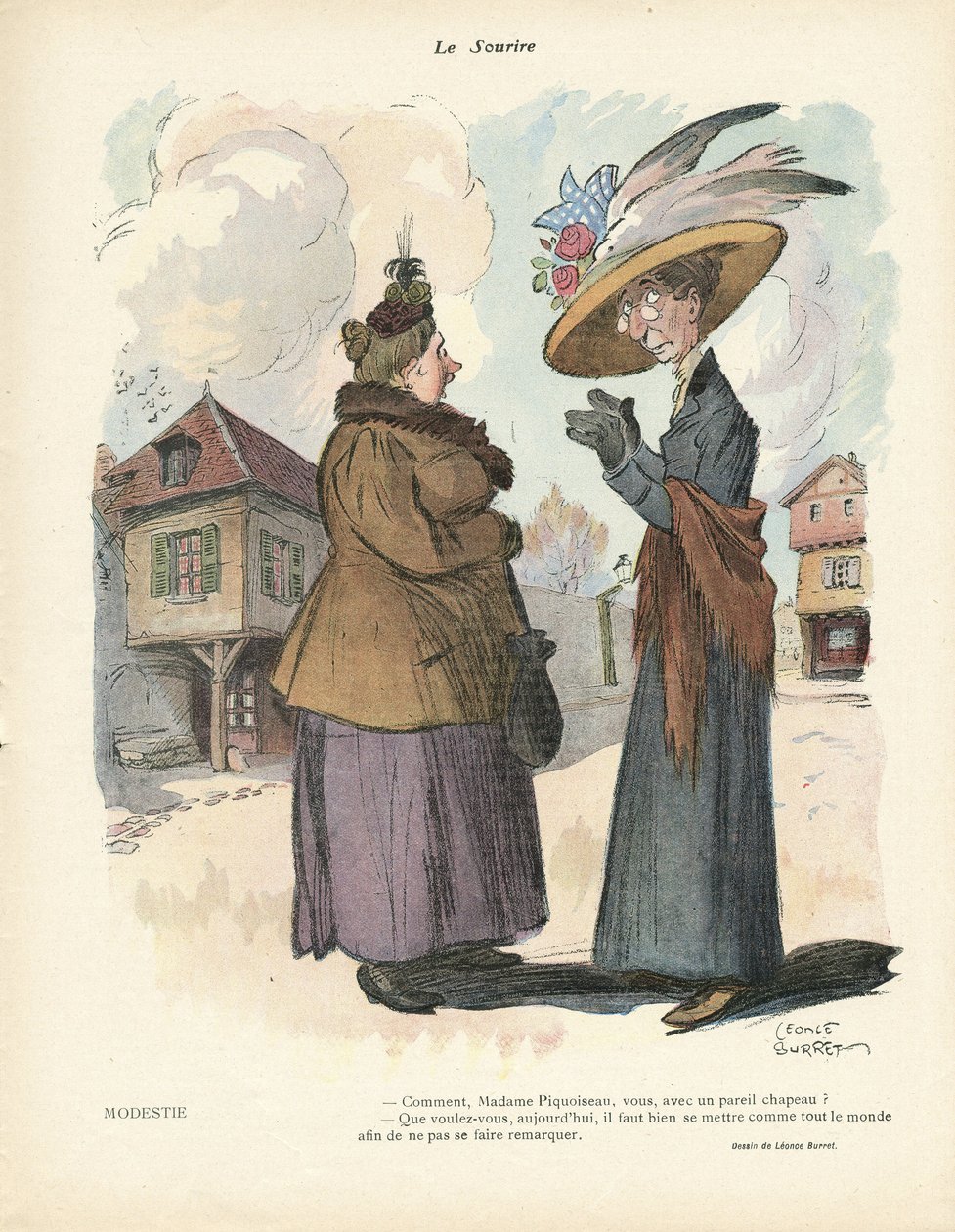 Illustration von Leonce Burret (1865-1915) in Le Smile, Nr. 19, 08/05/13 - Mode, Hut von Leonce Burret