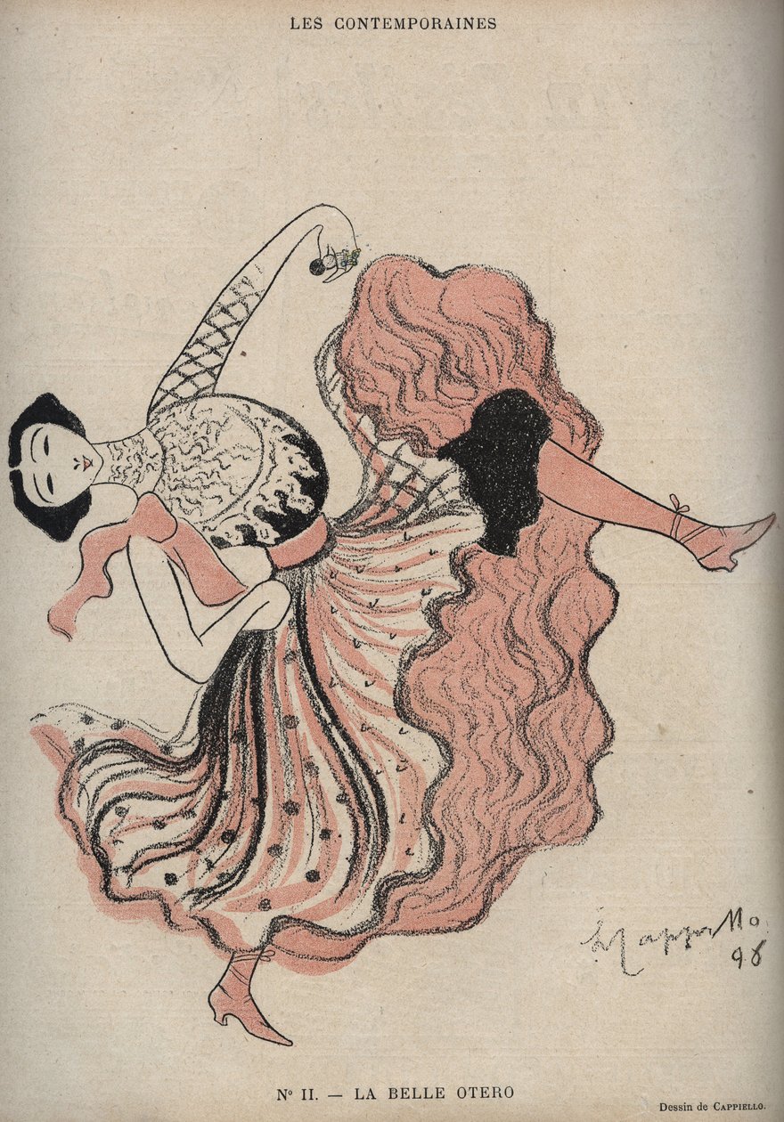 Porträt von Caroline (La Belle) Otero (1868-1965), spanische Tänzerin und Kurtisane - Zeichnung von Leonetto Cappiello (1875-1942) in „Le Rire“ von 1898 von Leonetto Cappiello