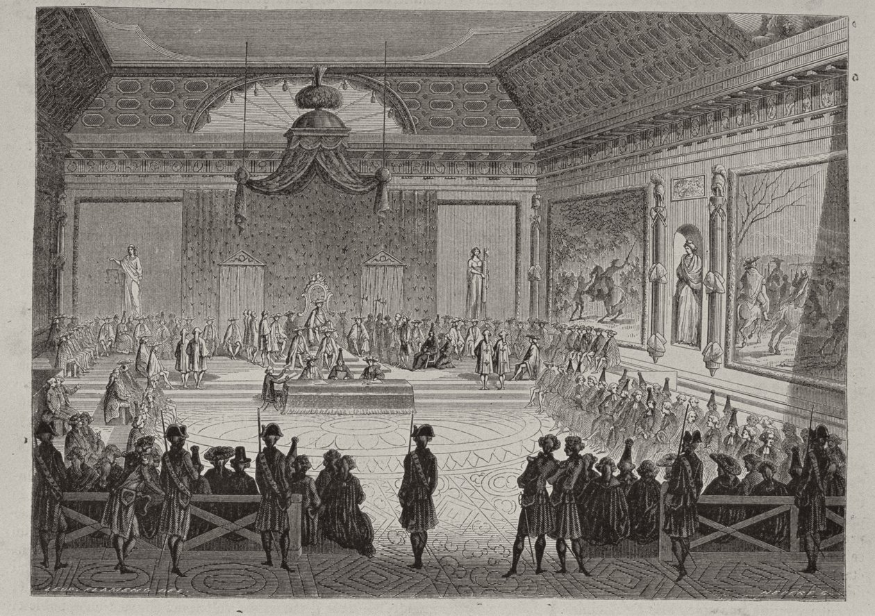 Versammlung der Notablen, 1787, graviert von Antoine Auguste Ernest Hebert (1817-1908) von Leopold Flameng