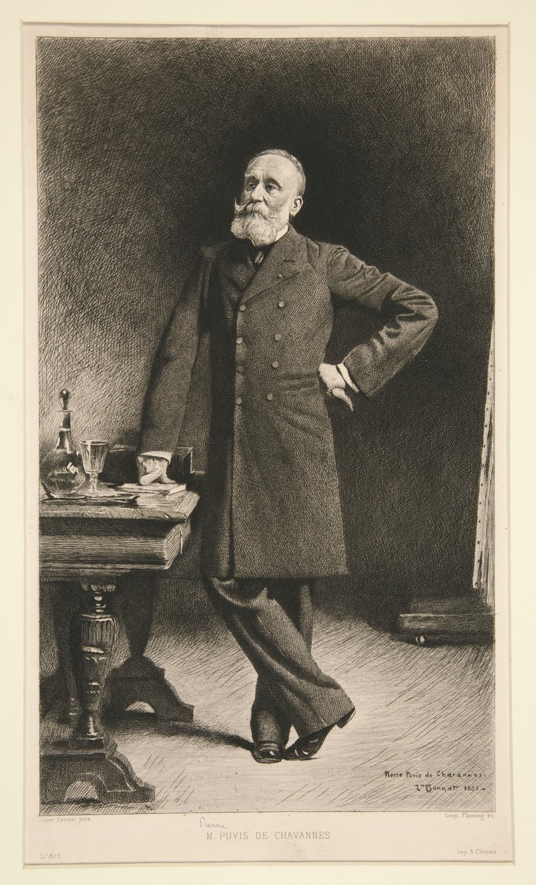 Porträt von Pierre Puvis de Chavannes von Leopold Flameng