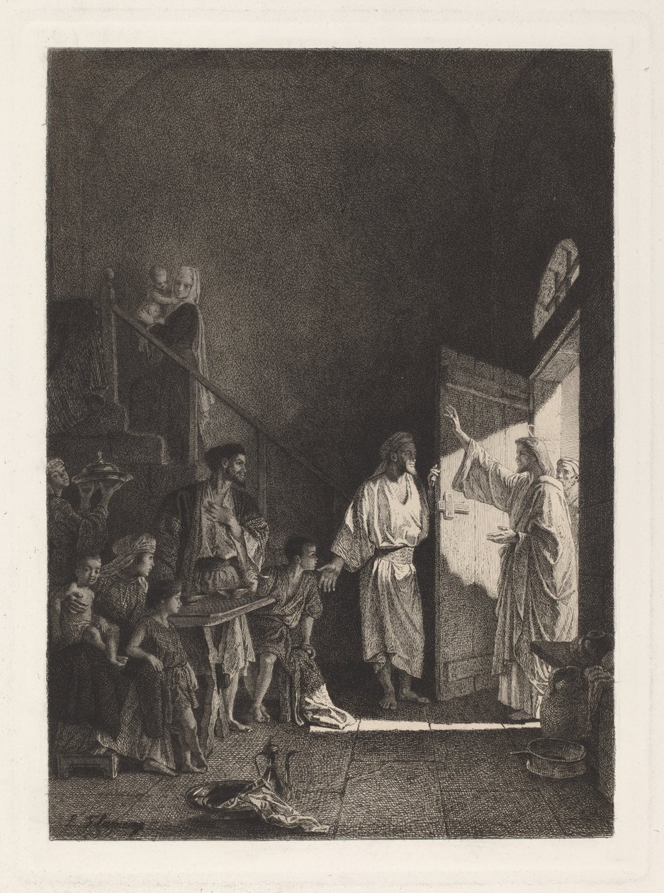 Eine Szene aus dem Neuen Testament von Leopold Flameng, after Alexandre Bida
