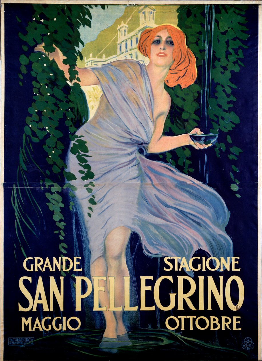 Werbeplakat für die Kurstadt San Pellegrino, Italien von Leopoldo Metlicovitz