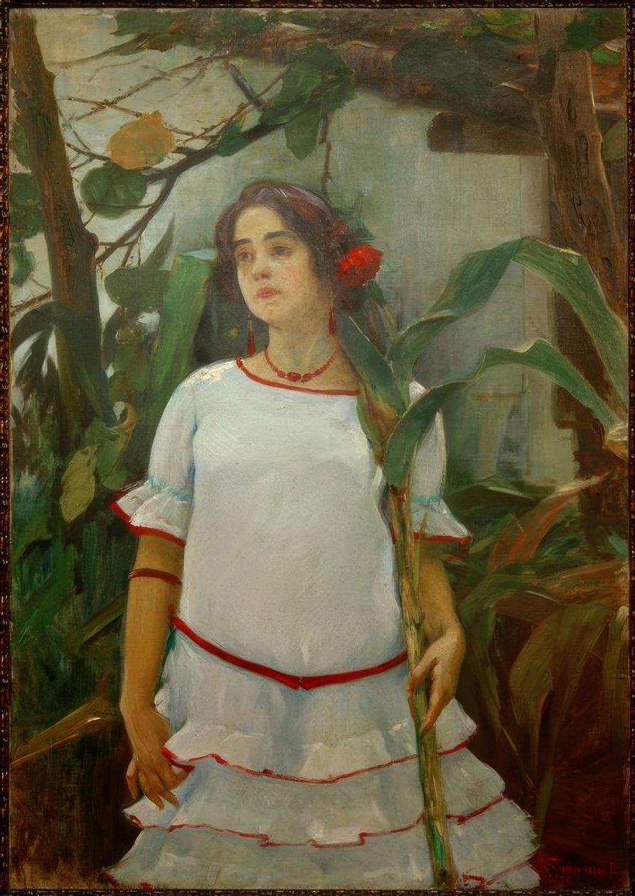 Mädchen mit Zuckerrohr von Leopoldo Romañach