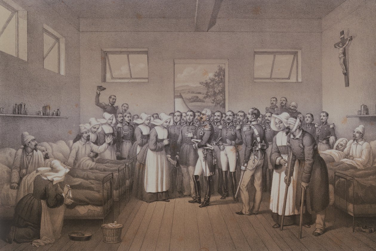 Aimable Jean Jacques Pelissier (1794-1864), Herzog von Malakoff, besucht die verwundeten Soldaten nach der Eroberung von Sewastopol im Jahr 1855 von Lepan