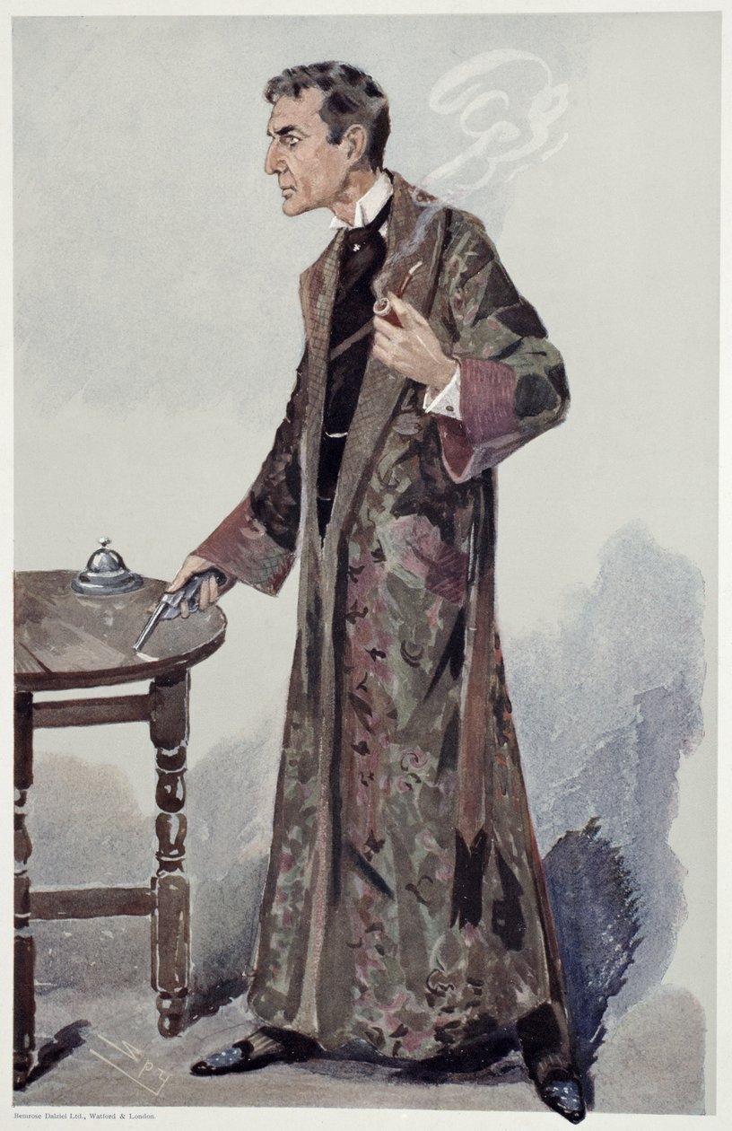 Sherlock Holmes, Karikatur aus Vanity Fair des Schauspielers William Gillette, 1907 von Leslie Matthew Ward