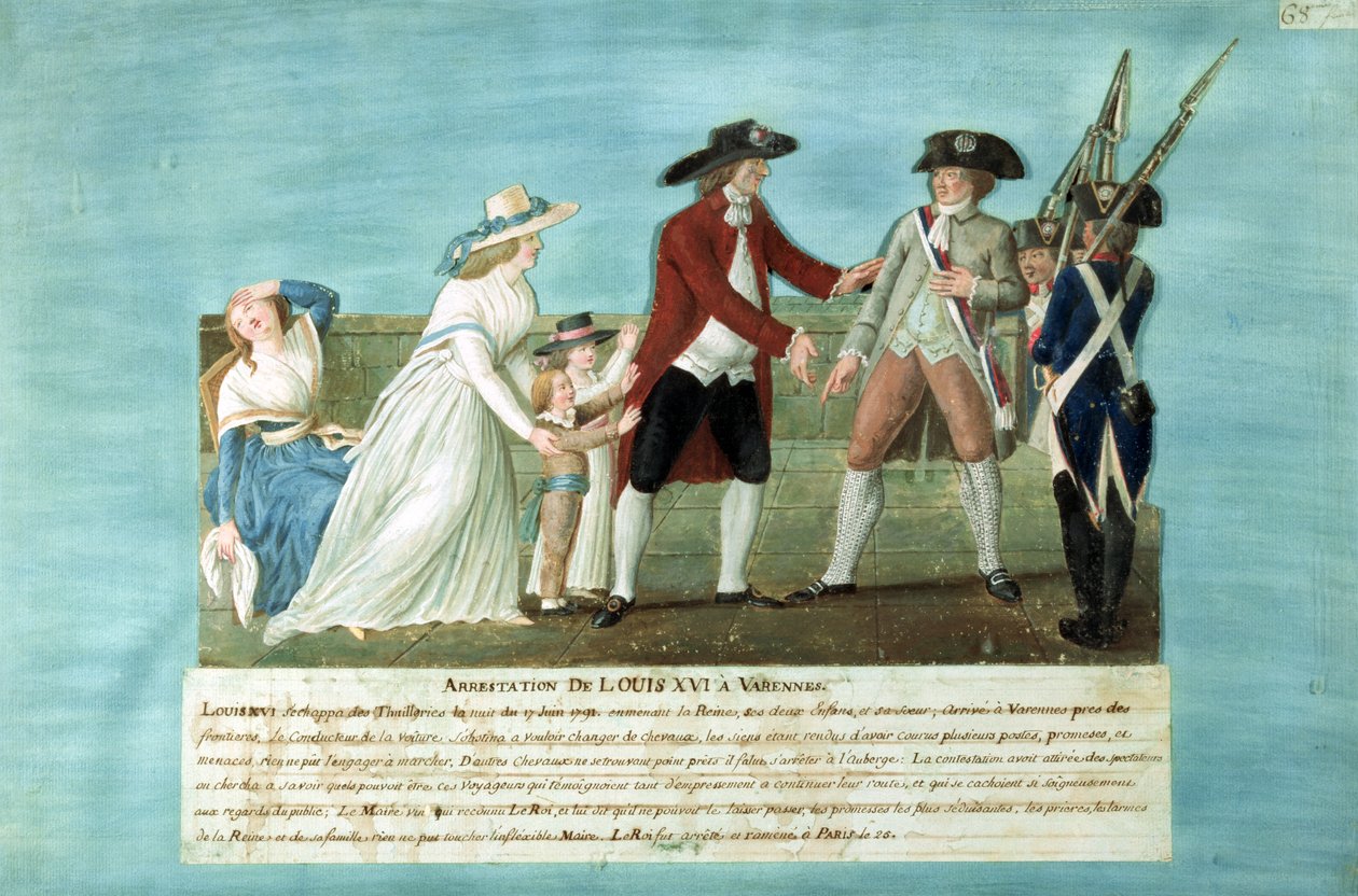 Die Verhaftung von Ludwig XVI. und seiner Familie in Varennes, 21. Juni 1791 von Lesueur Brothers