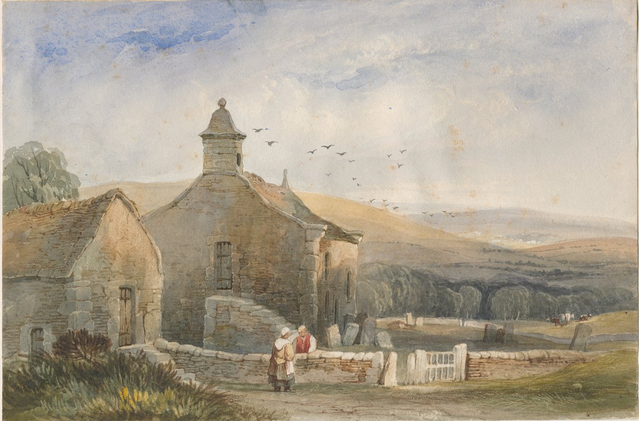 Elkstone Kapelle: Aquarell, undatiert [?19. Jahrhundert] von Lewis John Wood