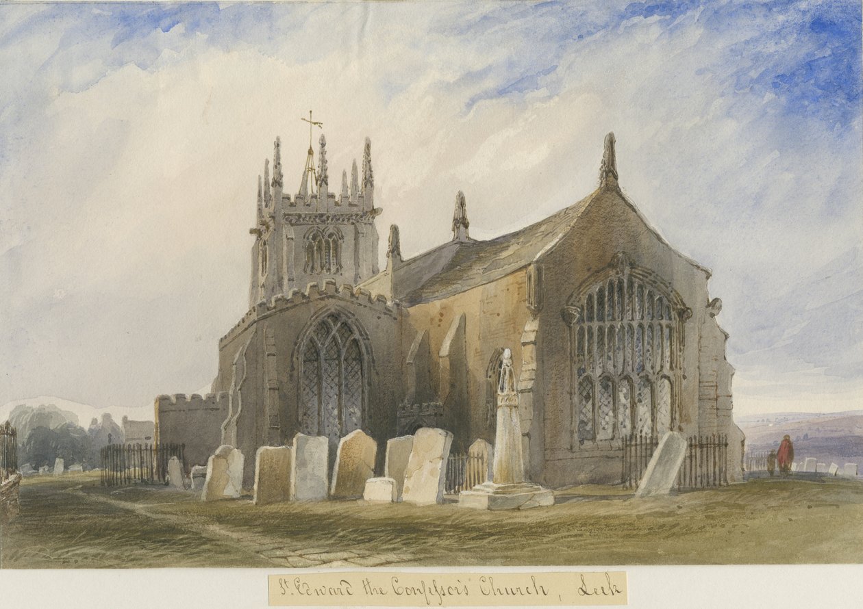 Leek Kirche: Aquarell, undatiert [ca. 1830-1840] von Lewis John Wood