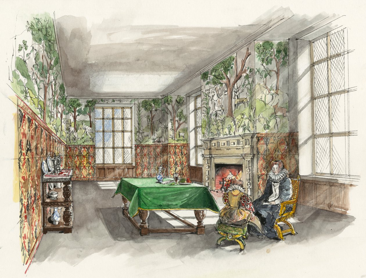 Rekonstruktion der Forest Great Chamber in Hardwick Old Hall im Jahr 1601 von Liam Wales