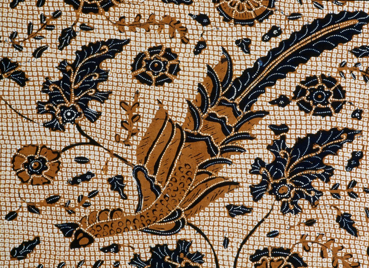 Batik mit traditionellem Design namens Peksi Podang, Surakarta, Java, Indonesien (Detail) von Unbekannt Unbekannt