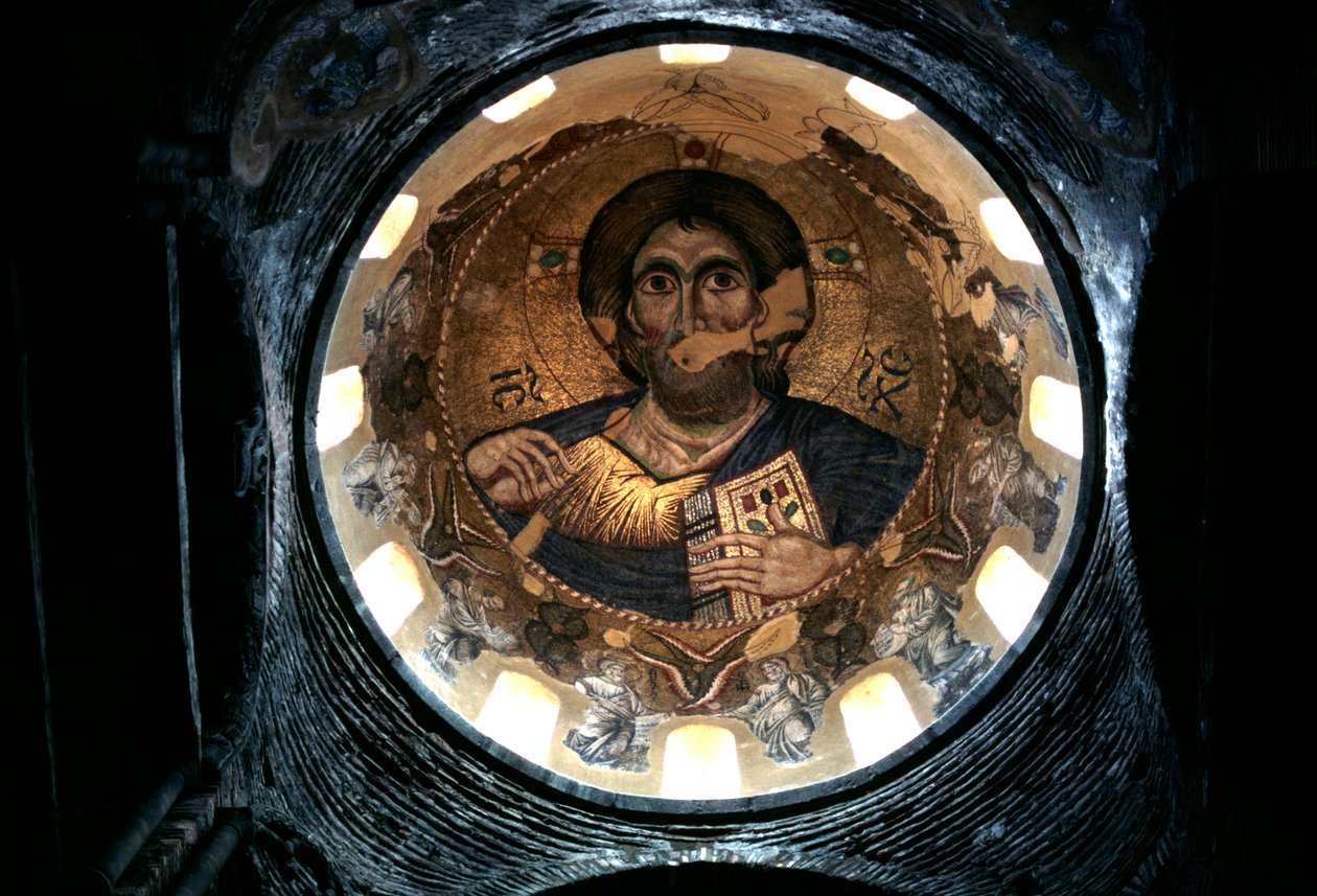 Christus Pantokrator, Innere Kuppel der Kirche Panagia Parigoritissa, Arta, Epirus, Griechenland von Unbekannt Unbekannt