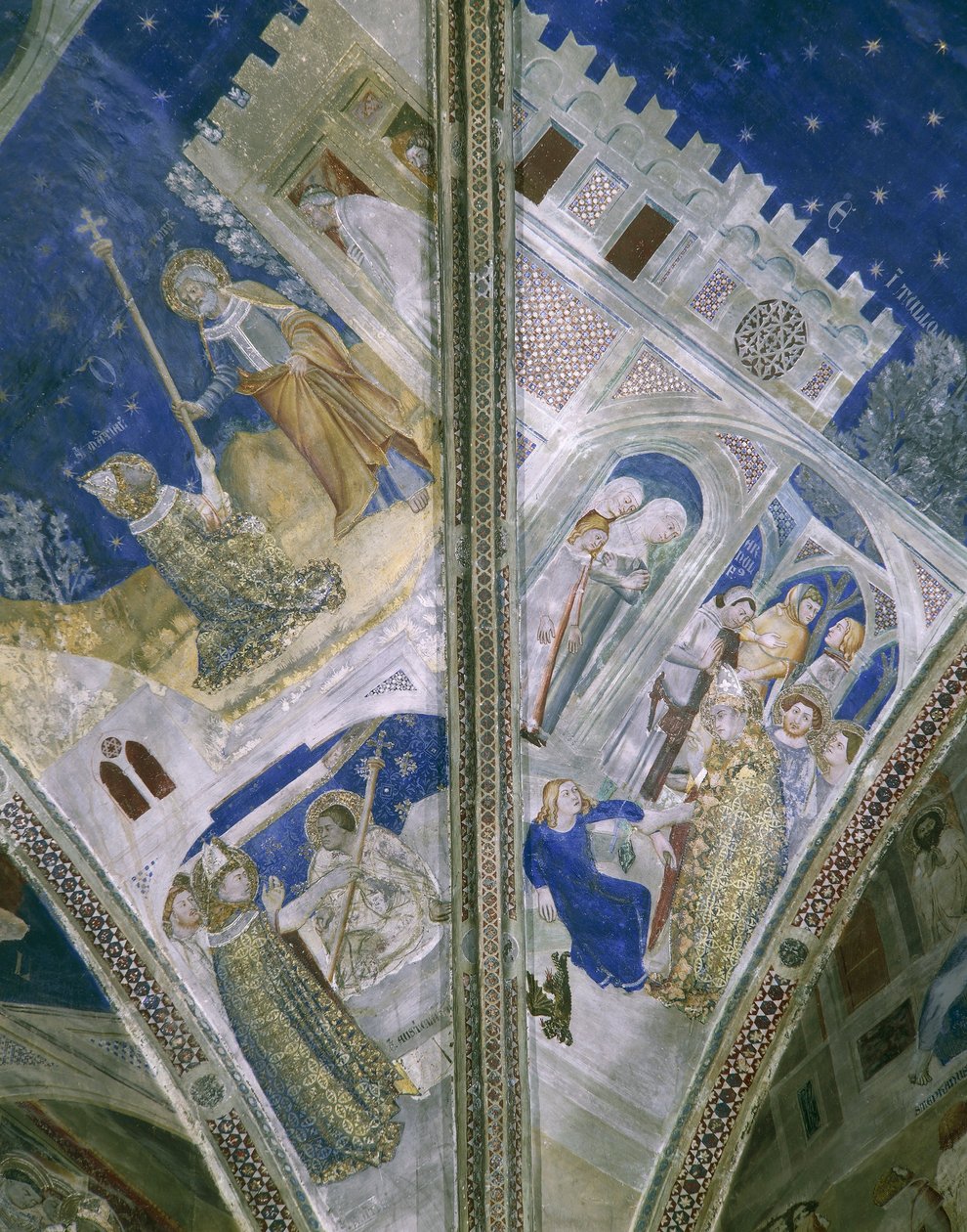 Detail aus dem Gewölbe in der St. Martial-Kapelle, Papstpalast in Avignon, mit Fresken von Unbekannt Unbekannt